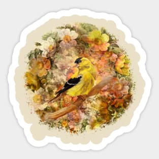 Goldfinch And Flowers Sticker